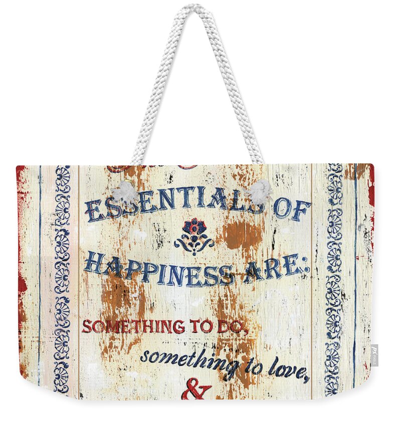 Spiritual Weekender Tote Bag featuring the painting Grand Essentials of Happiness by Debbie DeWitt