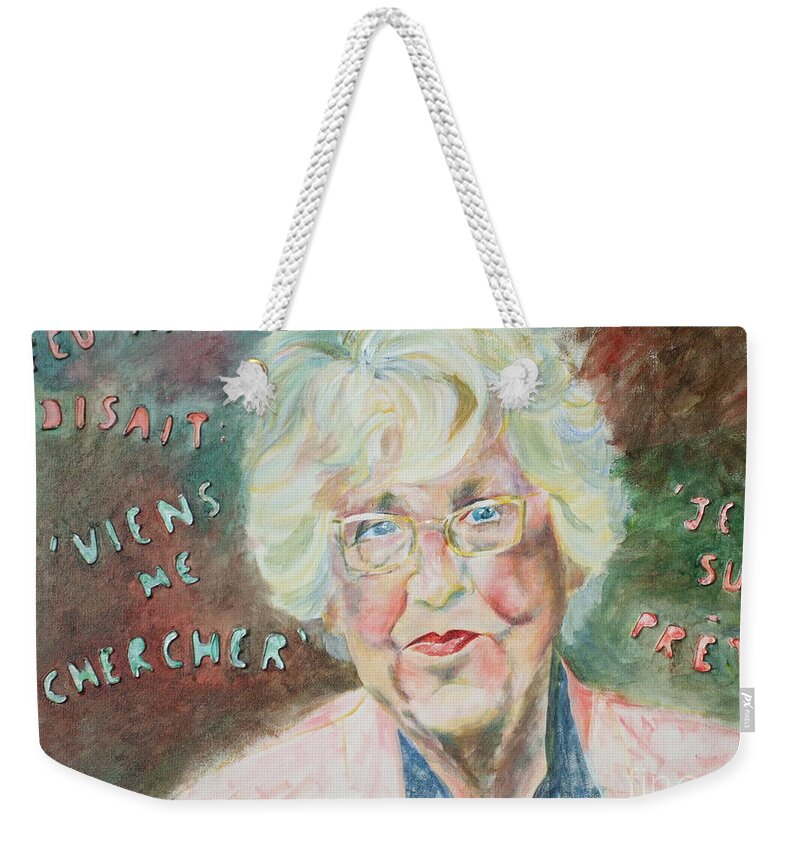 Grandmother Weekender Tote Bag featuring the painting Grand-Maman by Claire Gagnon