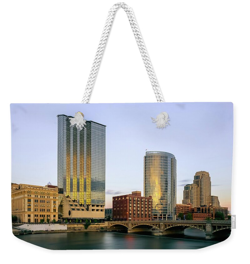 Grand Rapids Weekender Tote Bag featuring the photograph Grand Rapids Sunset by Ryan Heffron