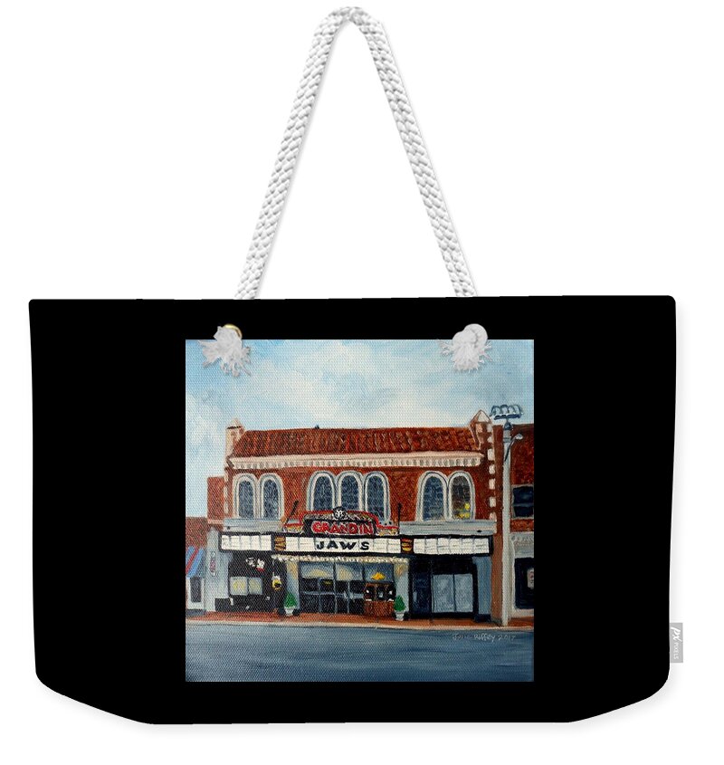 Grandin Theatre Weekender Tote Bag featuring the painting Grandin Theatre Roanoke VA by Julie Brugh Riffey