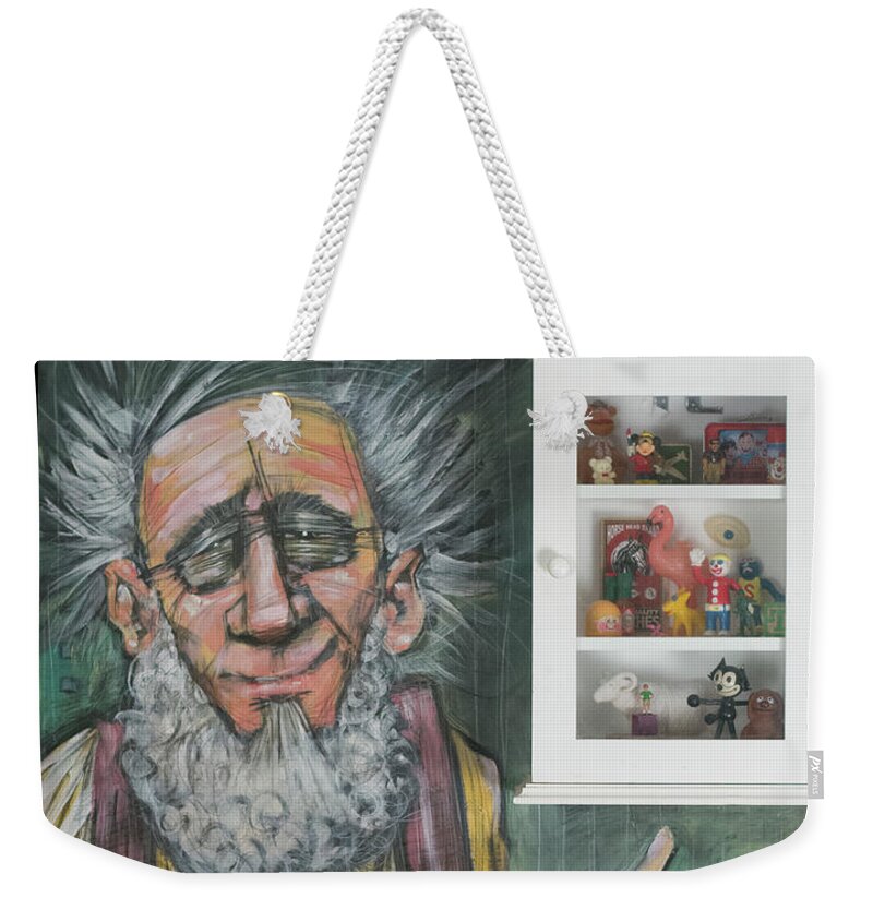 Grandpa Weekender Tote Bag featuring the mixed media Grandpa's Cupboard by Tim Nyberg