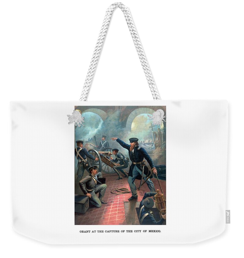 Us Grant Weekender Tote Bag featuring the painting Grant At The Capture Of The City Of Mexico by War Is Hell Store