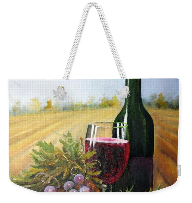 Still Life Weekender Tote Bag featuring the painting Grapes by Vesna Martinjak