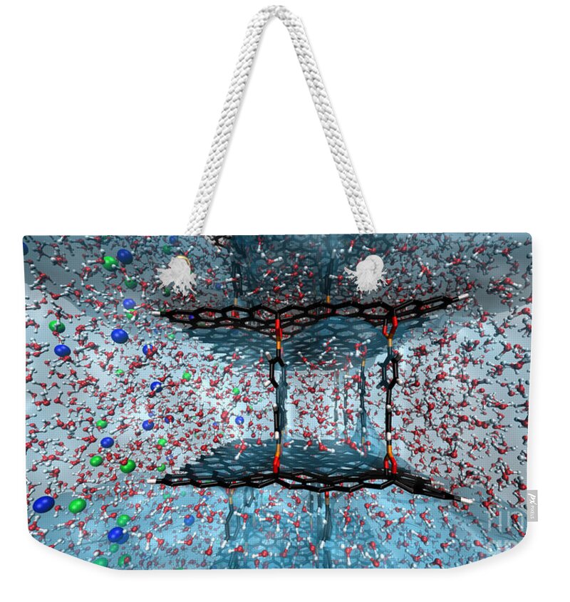 Science Weekender Tote Bag featuring the photograph Graphene Oxide Nanotech Framework by Science Source