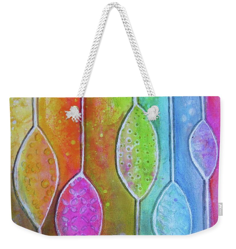 Graphic Weekender Tote Bag featuring the painting Graphic Happiness by Desiree Paquette