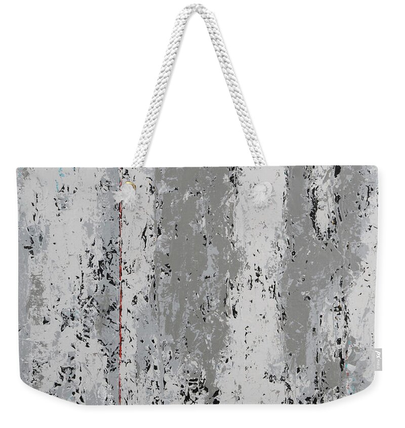 Abstract Weekender Tote Bag featuring the painting Gray Matters 4 by Jim Benest