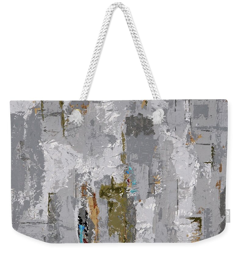 Abstract Weekender Tote Bag featuring the painting Gray Matters 9 by Jim Benest