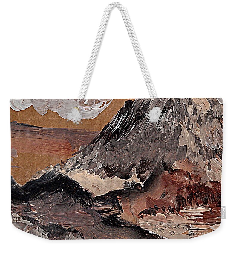 Abstract Gray Mountain Painting Weekender Tote Bag featuring the painting Gray Mountain by Nancy Kane Chapman