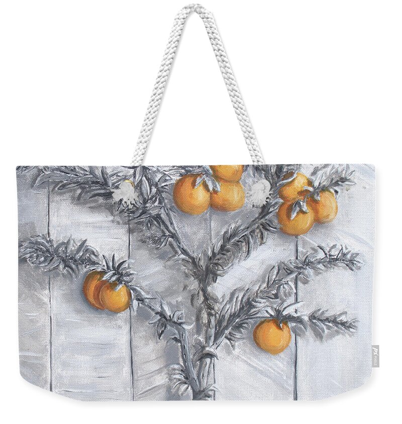 Oranges Weekender Tote Bag featuring the painting Grayscale Oranges by Stephen Krieger