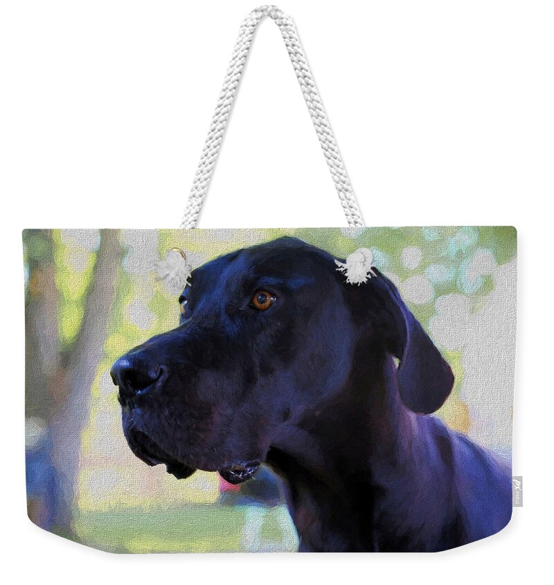 Great Dane Weekender Tote Bag featuring the painting Great Dane by Theresa Campbell