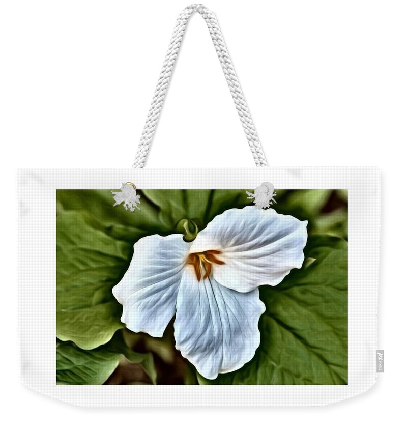 Trillium Weekender Tote Bag featuring the photograph Great White Trillium by Kimberly Woyak