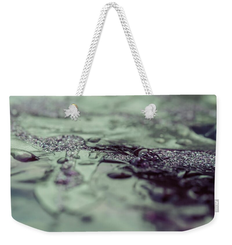 Green And Purple Abstract Weekender Tote Bag featuring the photograph Green and Purple Abstract by Tracy Winter