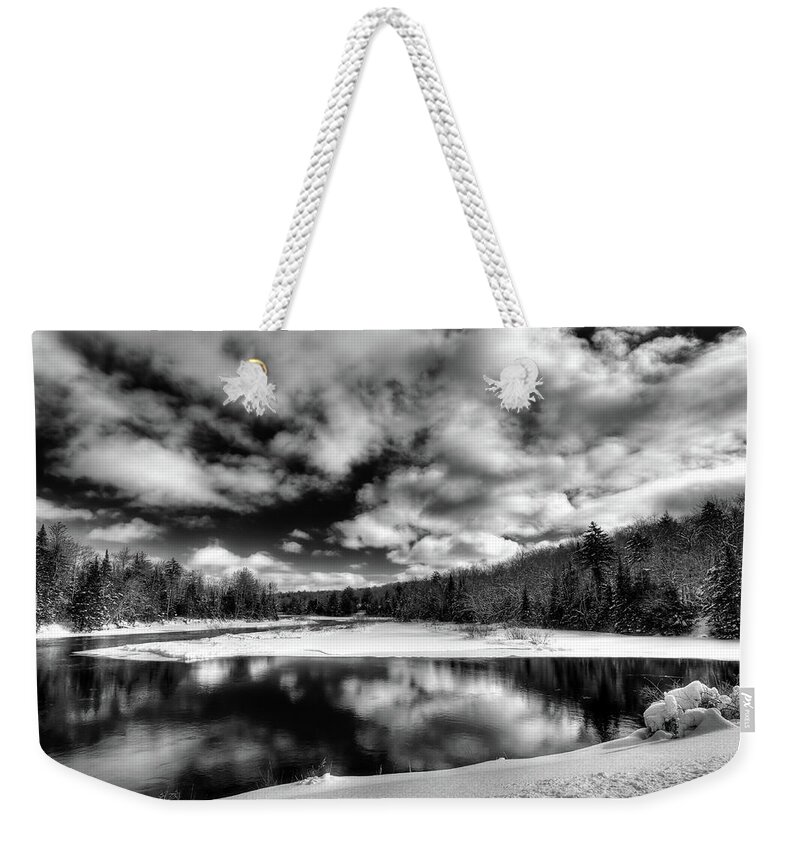 Winter Clouds Weekender Tote Bag featuring the photograph Green Bridge Solitude by David Patterson
