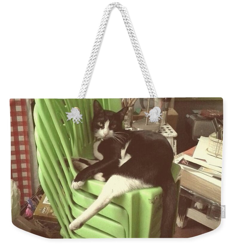 Sitting Weekender Tote Bag featuring the photograph Green Chair Sitting by Sukalya Chearanantana