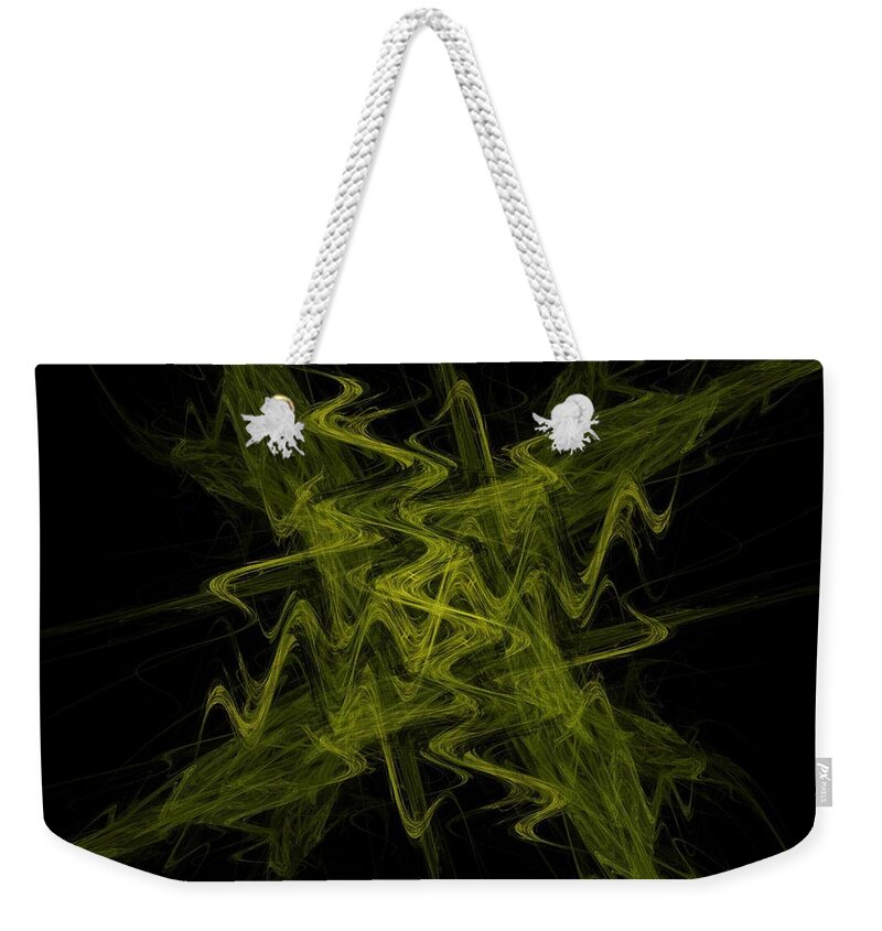 Green Crosshatch Weekender Tote Bag featuring the digital art Green Crosshatch Scribble by Elizabeth McTaggart