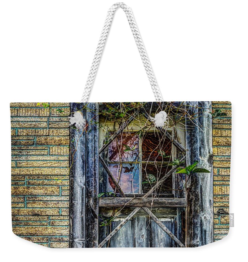 Abandoned Weekender Tote Bag featuring the photograph Green Door by Roger Monahan