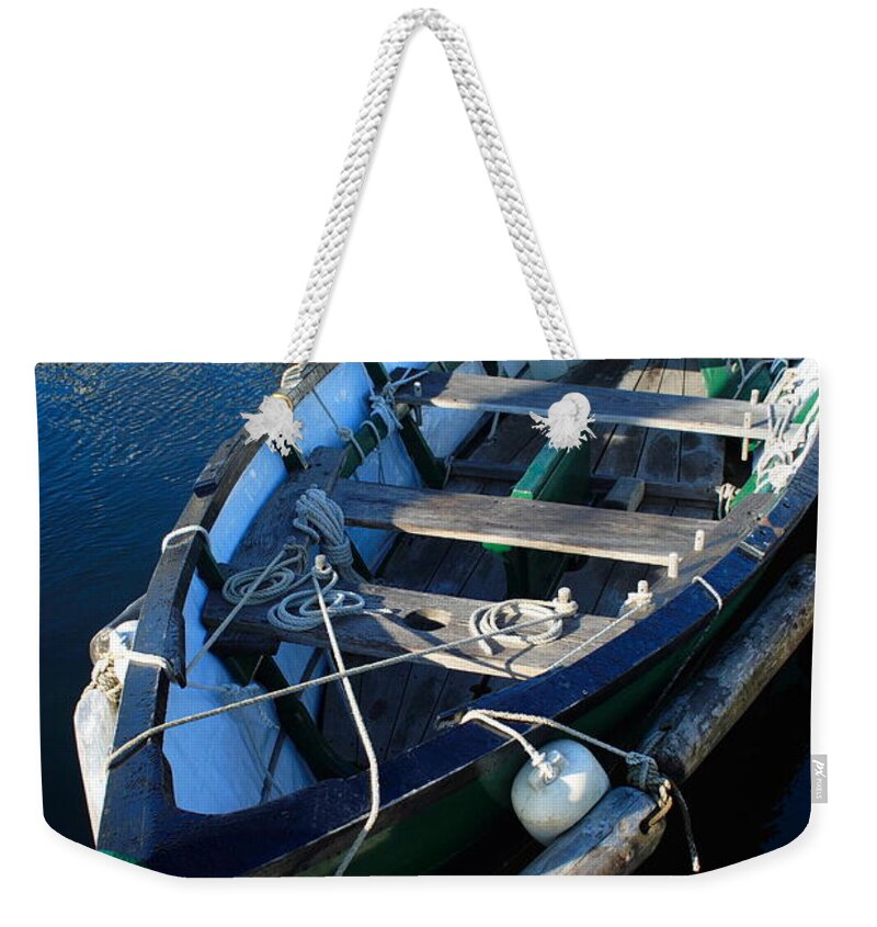 Seascape Weekender Tote Bag featuring the photograph Green Dory by Doug Mills