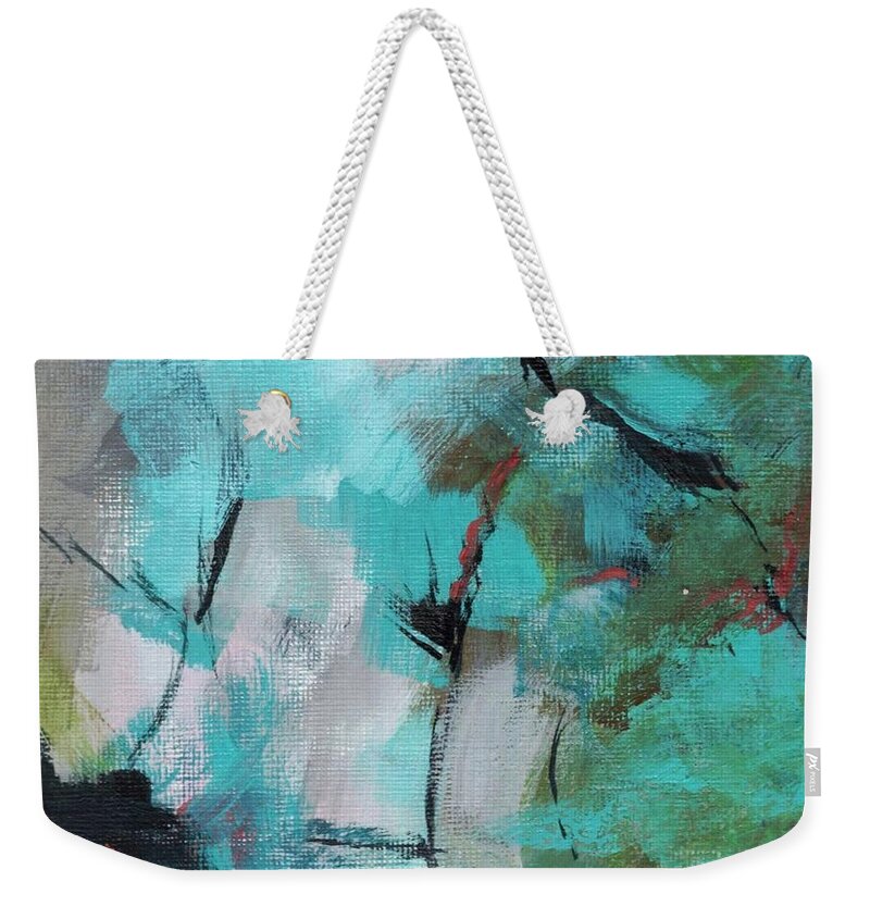 Abstract Weekender Tote Bag featuring the painting Blue Man by Suzzanna Frank