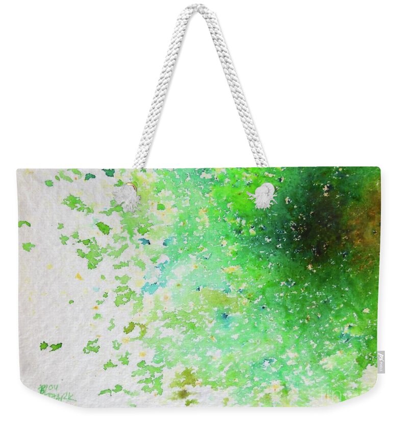  Weekender Tote Bag featuring the painting Green Off Center by Barrie Stark