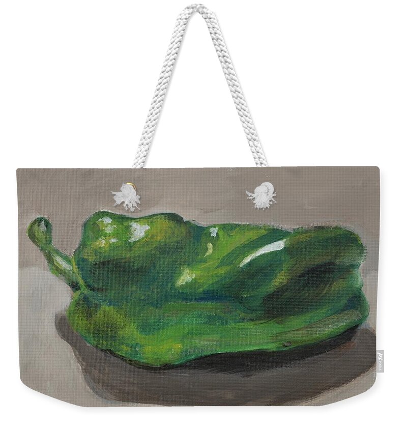 Veggie Weekender Tote Bag featuring the painting Green Pepper by Walter Maes