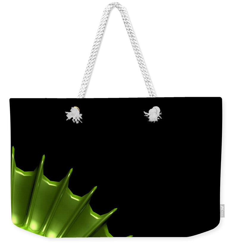 Pod Weekender Tote Bag featuring the digital art Green Pod by Phil Perkins
