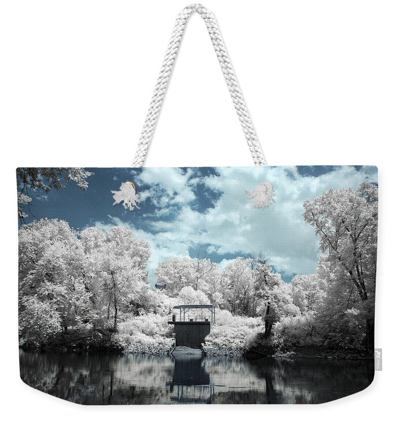 Green Weekender Tote Bag featuring the photograph Green River IR by Amber Flowers