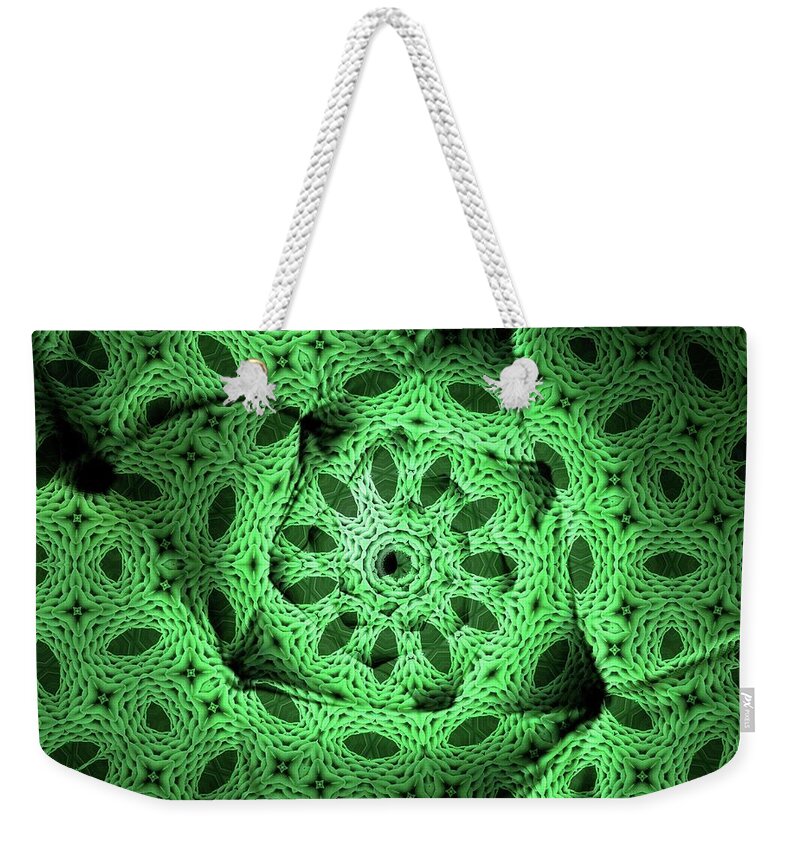 Abstract Weekender Tote Bag featuring the digital art Greenshine by Ronald Bissett