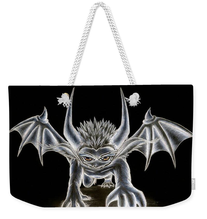 Demon Weekender Tote Bag featuring the painting Grevil Pastel by Shawn Dall