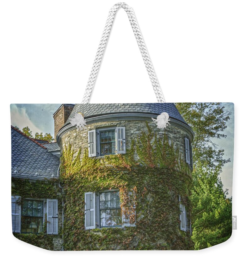 (sunlit Or Sunlight) Weekender Tote Bag featuring the photograph Grey Towers II by Debra Fedchin