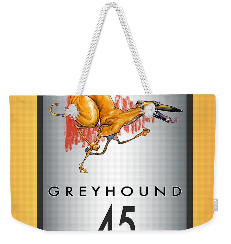 Beer Weekender Tote Bag featuring the drawing Greyhound 45 MPH Beer by John LaFree