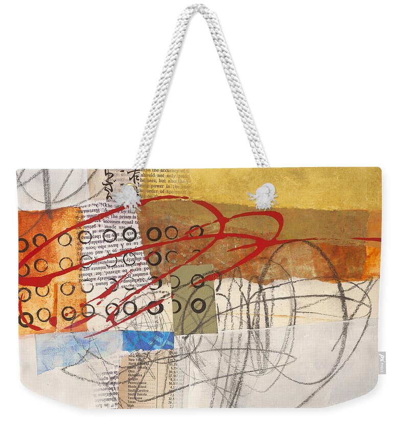 Jane Davies Weekender Tote Bag featuring the painting Grid 12 by Jane Davies