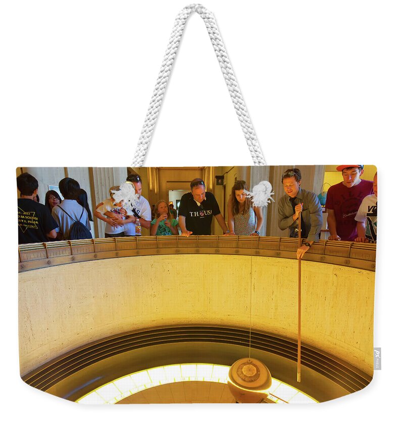Griffith Observatory Weekender Tote Bag featuring the photograph Griffith Observatory - Foucault Pendulum by Ram Vasudev