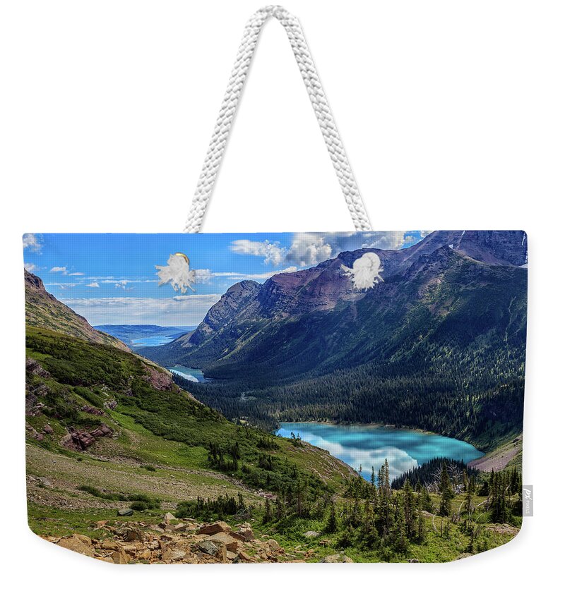 Landscape Weekender Tote Bag featuring the photograph Grinell Hike in Glacier National Park by Andres Leon