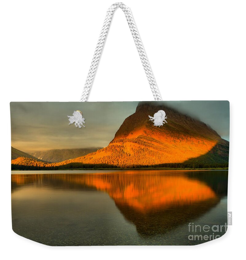 Grinnell Point Weekender Tote Bag featuring the photograph Grinnell Sunrise Light Painting by Adam Jewell