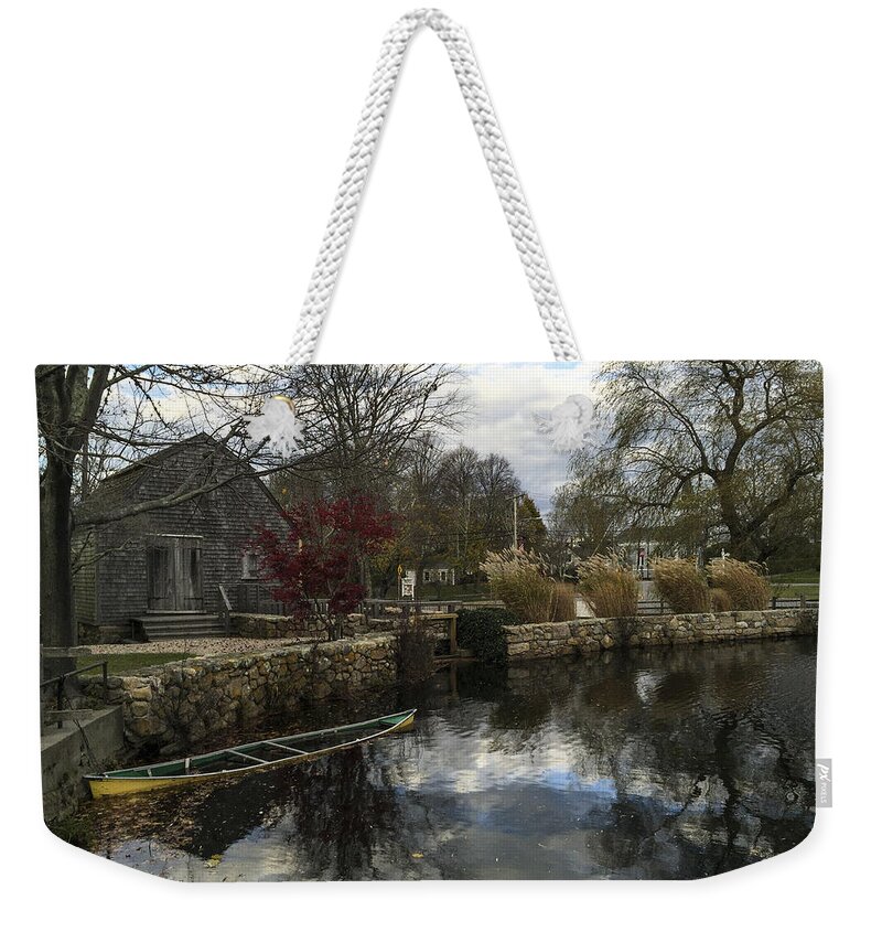 Cape Cod Fall Weekender Tote Bag featuring the photograph Grist Mill Sandwich Massachusetts by Frank Winters