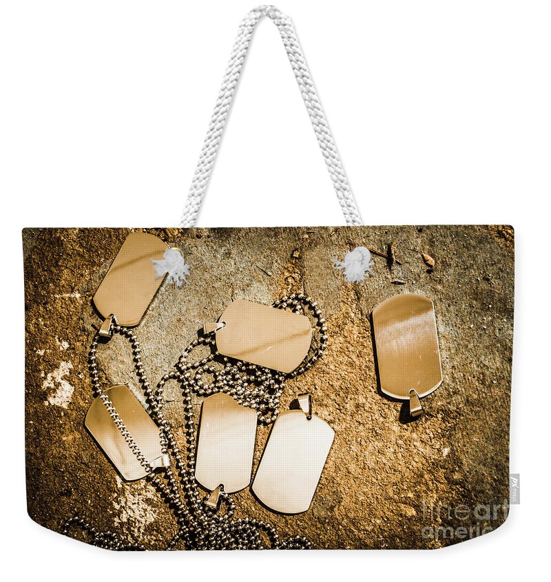 Military Weekender Tote Bag featuring the photograph Grit of war by Jorgo Photography