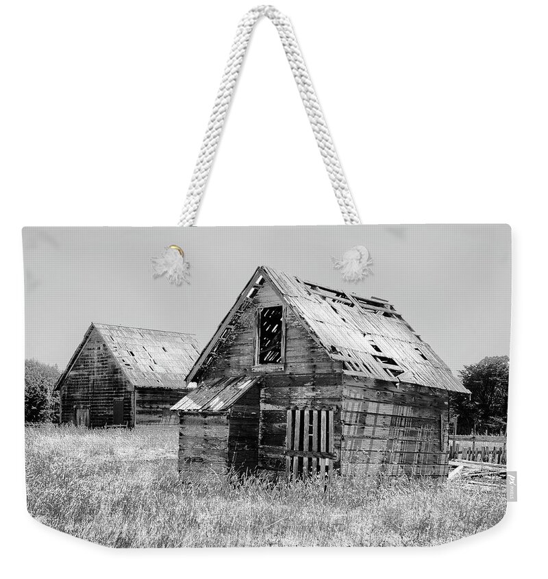 Grizzled Acres In Black & White Weekender Tote Bag featuring the photograph Grizzled Acres in Black and White by Kandy Hurley