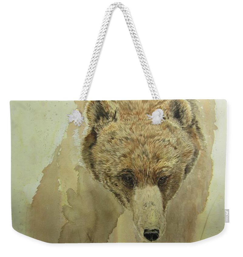 Grizzly Weekender Tote Bag featuring the painting Grizzly Bear1 by Laurianna Taylor