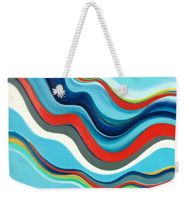 Abstract Weekender Tote Bag featuring the painting Groovy Kind of Love by Susan Kayler