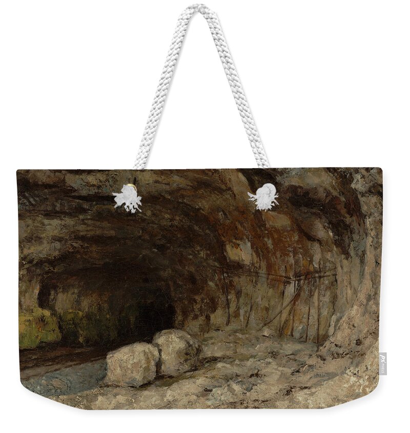 Gustave Courbet Weekender Tote Bag featuring the painting Grotto of Sarrazine near Nans-sous-Sainte-Anne by Gustave Courbet