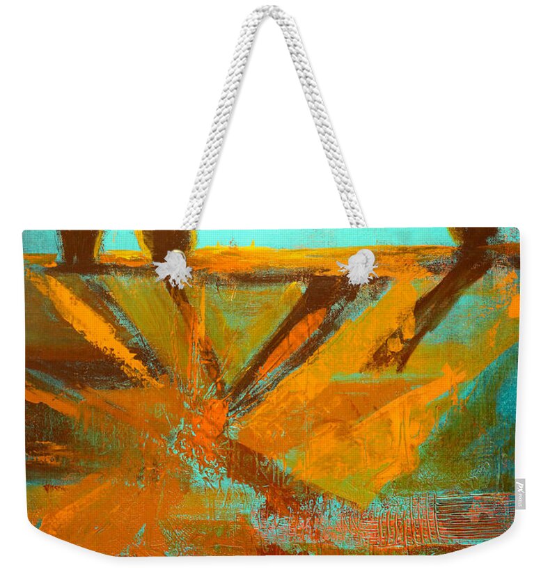 Abstract Landscape Painting Weekender Tote Bag featuring the painting Ground Elements by Nancy Merkle