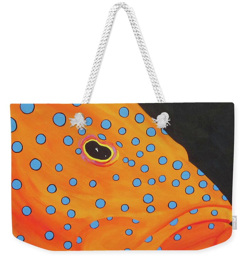 Grouper Weekender Tote Bag featuring the painting Grouper Head by Anne Marie Brown