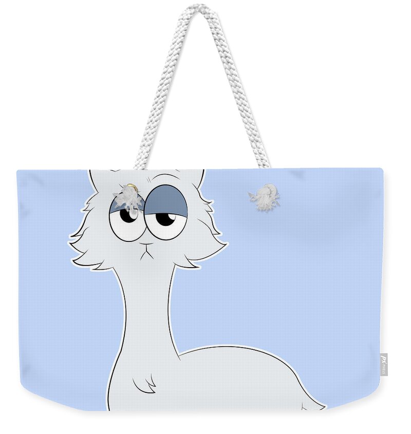 Catifornia Weekender Tote Bag featuring the digital art Grumpy Persian Cat Llama by Catifornia Shop