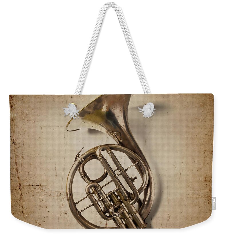 Small Weekender Tote Bag featuring the photograph Grunge French Horn by Garry Gay