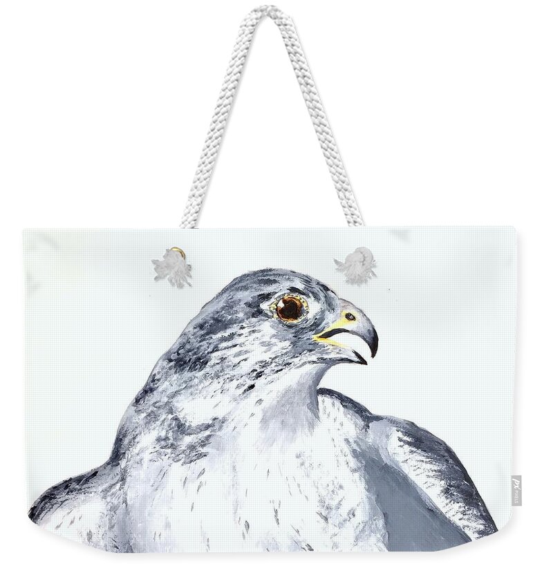 Gryfalcon Weekender Tote Bag featuring the painting Gryfalcon Portrait by Pat Dolan