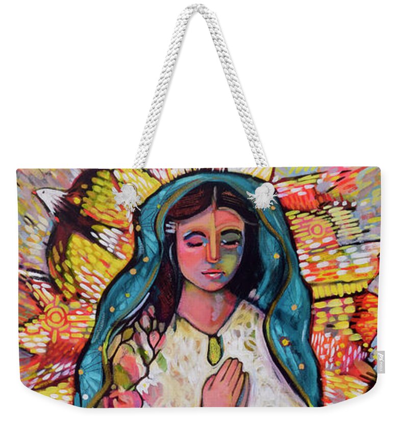 Jen Norton Weekender Tote Bag featuring the painting Guadalupe by Jen Norton