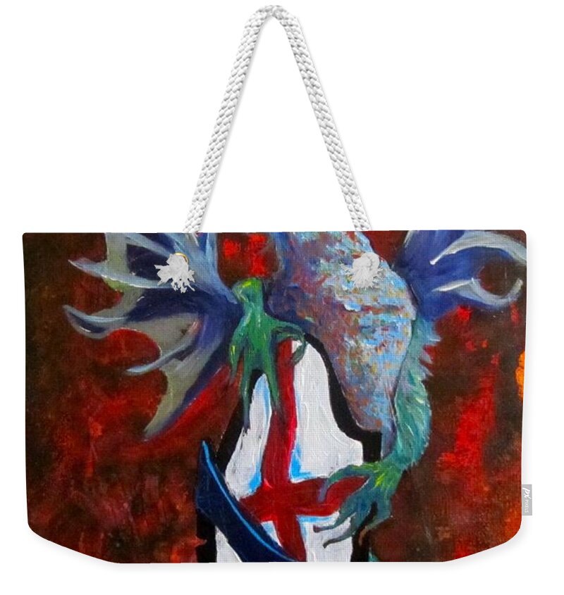 Dragon Weekender Tote Bag featuring the painting Guardian at the Gate by Barbara O'Toole