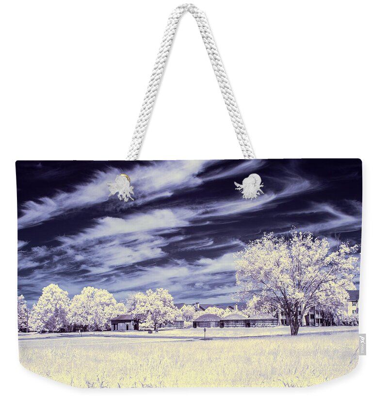 Guignard Brick Works Weekender Tote Bag featuring the photograph Guignard Brick Works in IR by Charles Hite