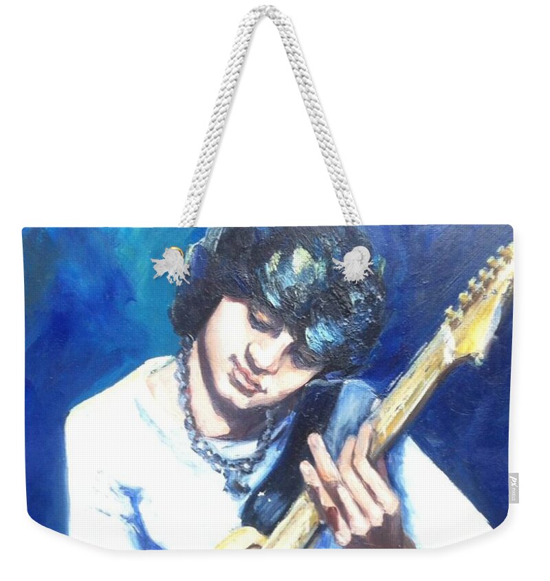 Music Weekender Tote Bag featuring the painting Guitar Love by Beverly Boulet