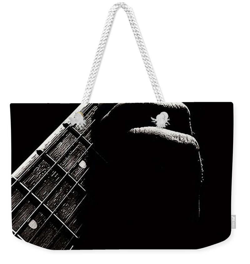 Guitar Weekender Tote Bag featuring the painting Guitars details - 01 by AM FineArtPrints
